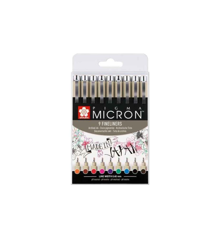 SAKURA - Fineliner Pigma Micron Coloré, 9 pièces