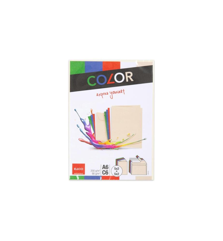 ELCO - Doppelkarte mit Couvert Color A6/C6 Mehrfarbig, 20 Stück