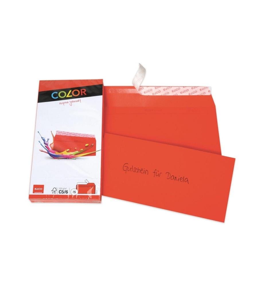 ELCO - Couvert Color C5/6, Keine Fenster, 25 Stück, Rot
