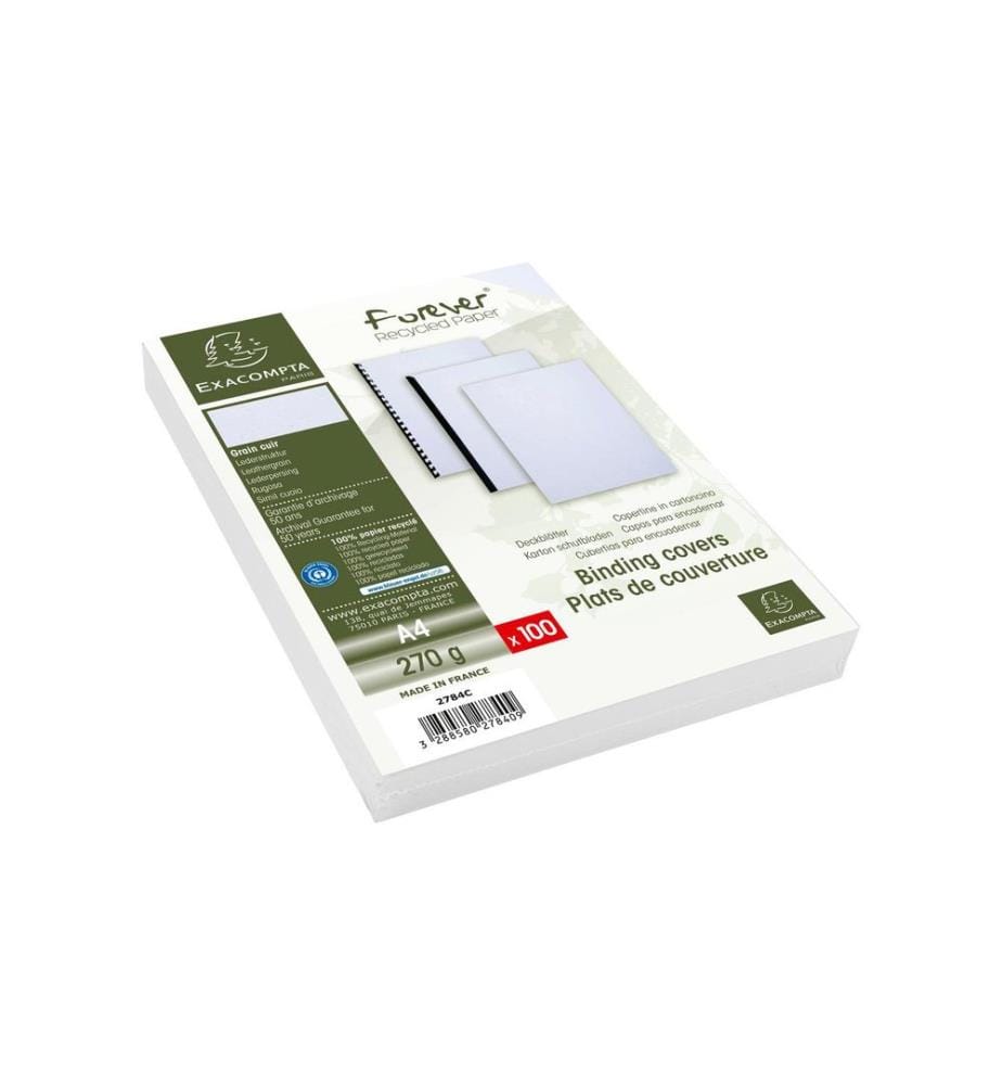 EXACOMPTA - Couverture de brochure Evercover 270 g/m², 100 Pièce/s, Blanc