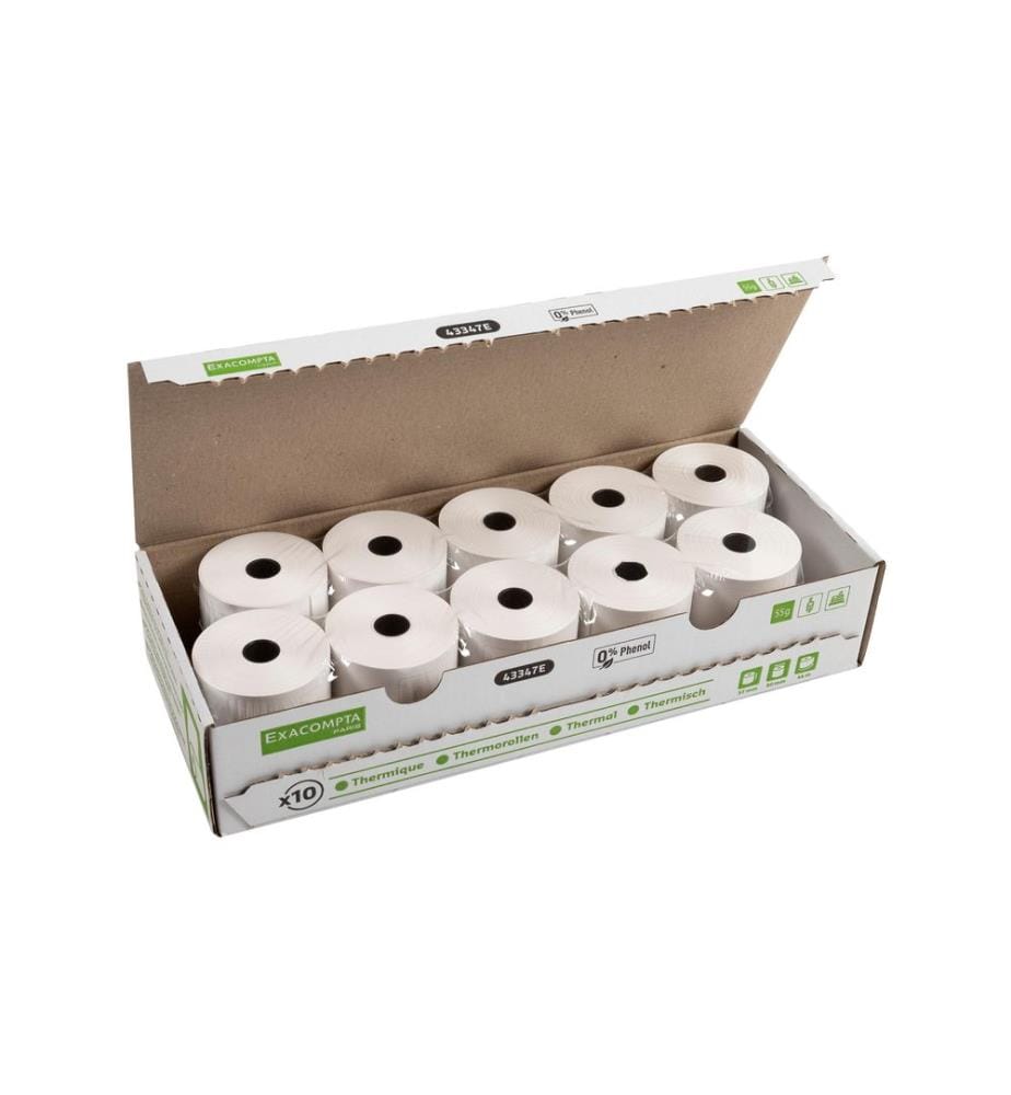 EXACOMPTA - Rouleau de papier thermique 57 x 60 x 12 mm, 44 m, 10 pièces