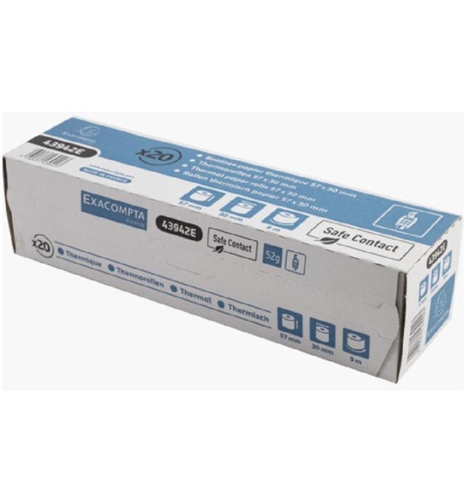 EXACOMPTA - Rouleau de papier thermique Safe Contact 57 mm, 20 pièces