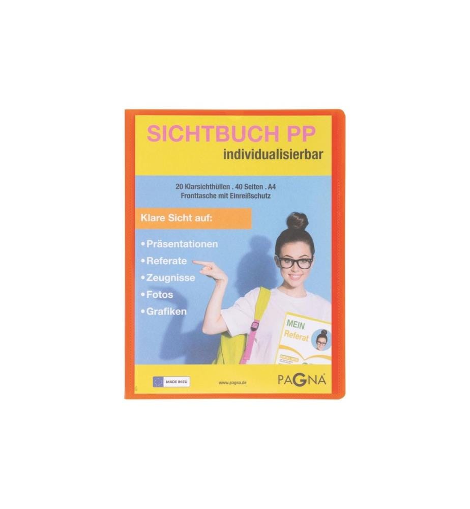 PAGNA - Chemises de présentation avec poche frontale, School A4 Orange