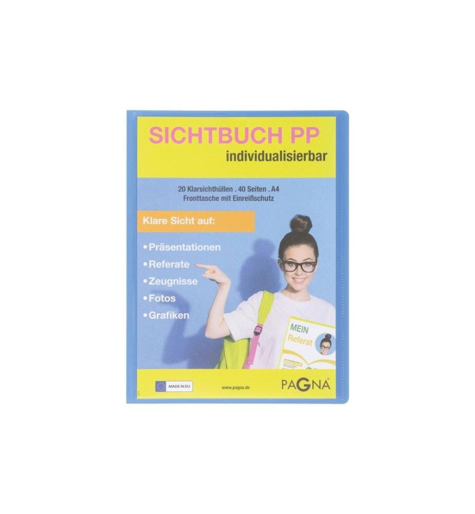 PAGNA - Chemises de présentation avec poche frontale, School A4 Bleu clair