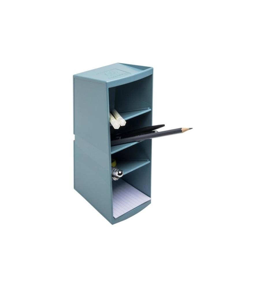 EXACOMPTA - Pot à crayons Multitower AutentiK, Bleu-gris