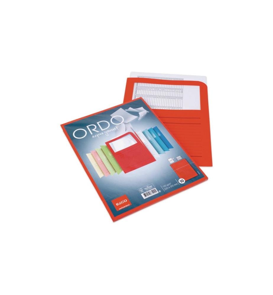 ELCO - Pochette transparente Ordo Classico A4 Rouge, 10 pièces