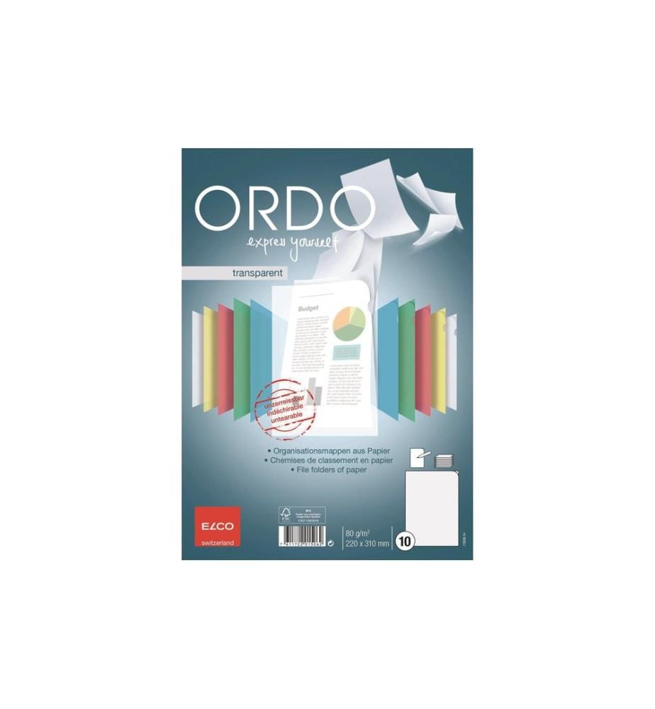 ELCO - Pochette transparente Ordo A4 Transparent Blanc, 10 pièces