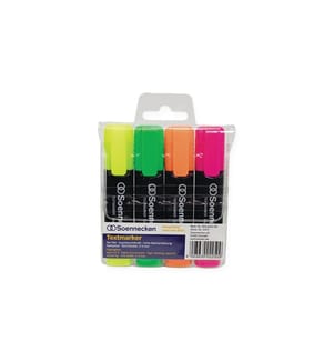 Soennecken - Surligneur Etui de 4 pièces, Orange/Vert/Jaune/Rose