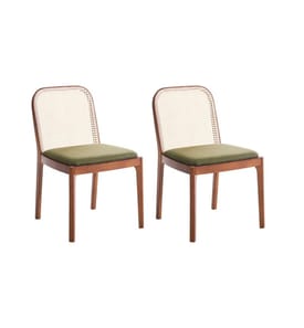 Set di 2 sedie da pranzo EDINA Tessuto Marrone/Verde
