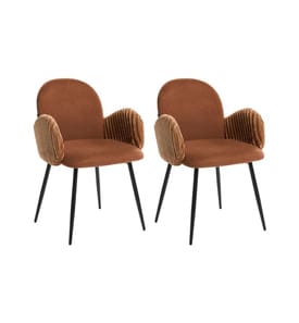 Lot de 2 chaises de salle à manger AMITY Tissu Marron