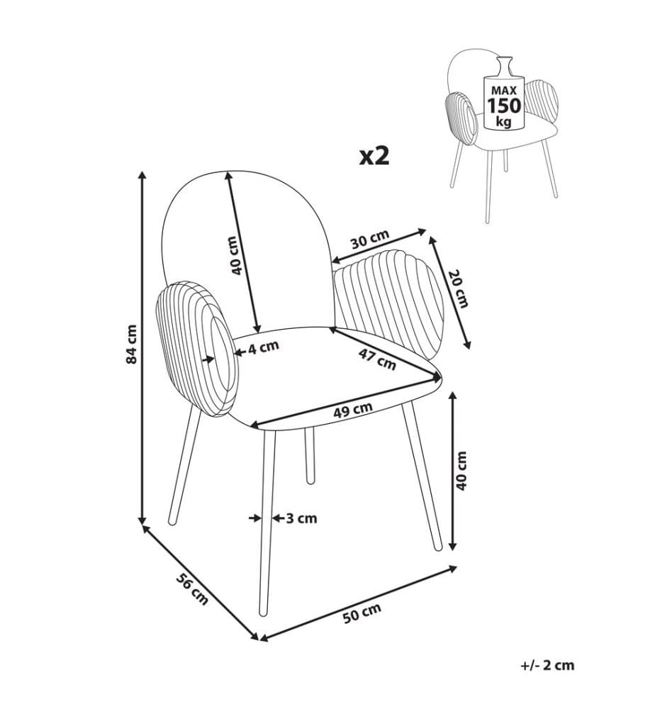 Esszimmerstuhl 2er Set AMITY Stoff Braun