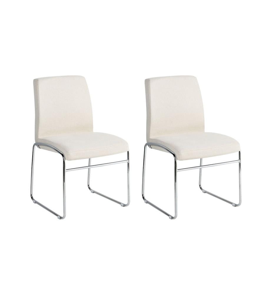 Esszimmerstuhl 2er Set LECCO Stoff Hellbeige