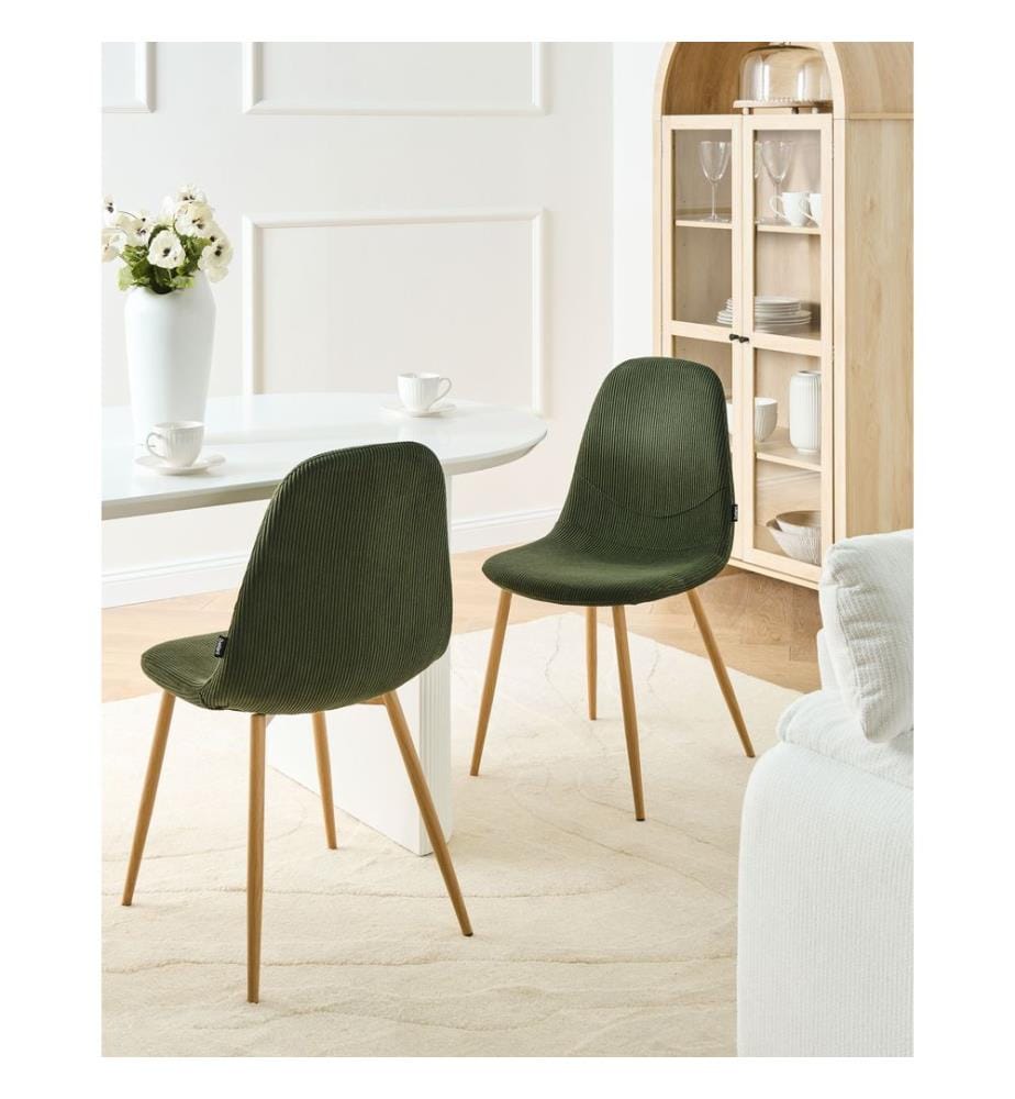 Esszimmerstuhl 2er Set HILDEN Cord Grün