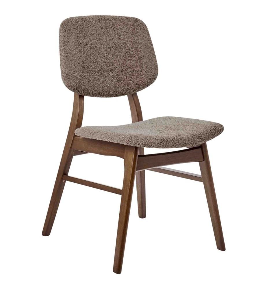 Esszimmerstuhl 2er Set ELAINE Bouclé Dunkelbraun / Taupe