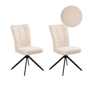 Esszimmerstuhl 2er Set drehbar RYAN Bouclé Hellbeige