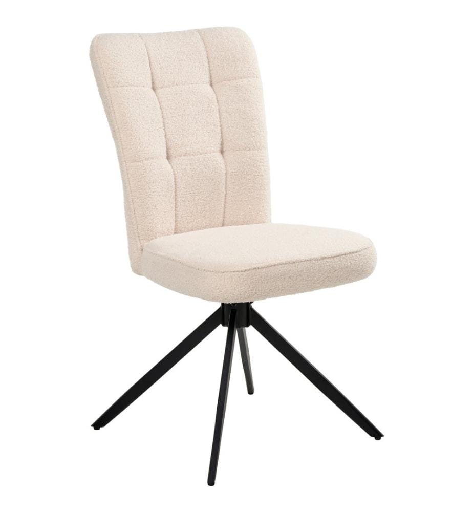 Esszimmerstuhl 2er Set drehbar RYAN Bouclé Hellbeige
