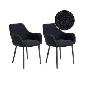 Esszimmerstuhl 2er Set ALDEN Bouclé Schwarz