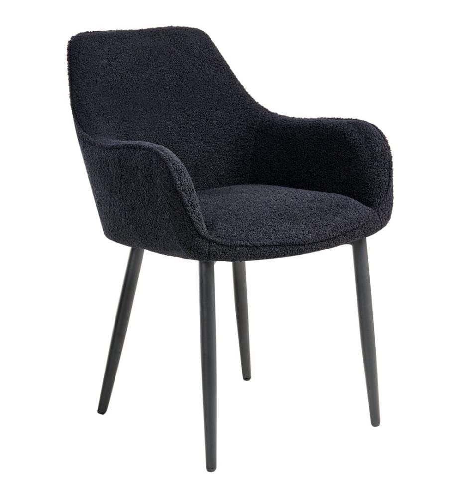Esszimmerstuhl 2er Set ALDEN Bouclé Schwarz