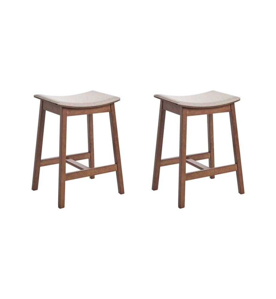 Set mit 2 Barhockern DIXON Holz Dunkelbraun / Beige