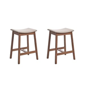 Set mit 2 Barhockern DIXON Holz Dunkelbraun / Beige