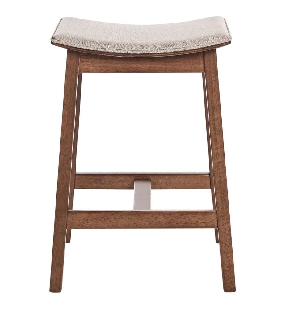 Set mit 2 Barhockern DIXON Holz Dunkelbraun / Beige