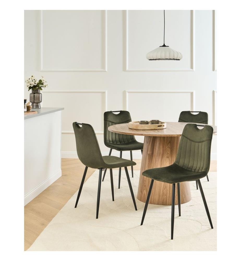 Esszimmerstuhl 4er Set ARGYLE Samtstoff Dunkelgrün
