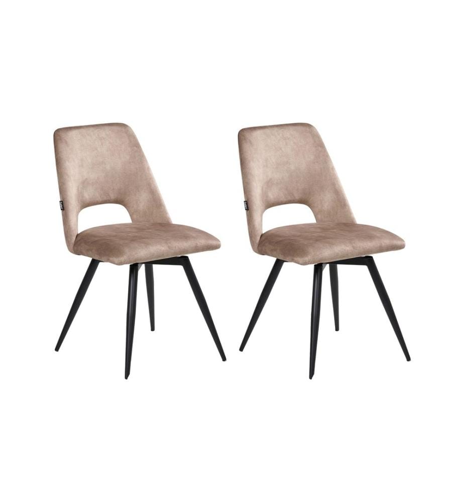 Esszimmerstuhl 2er Set drehbar HALLETT Samtstoff Beige