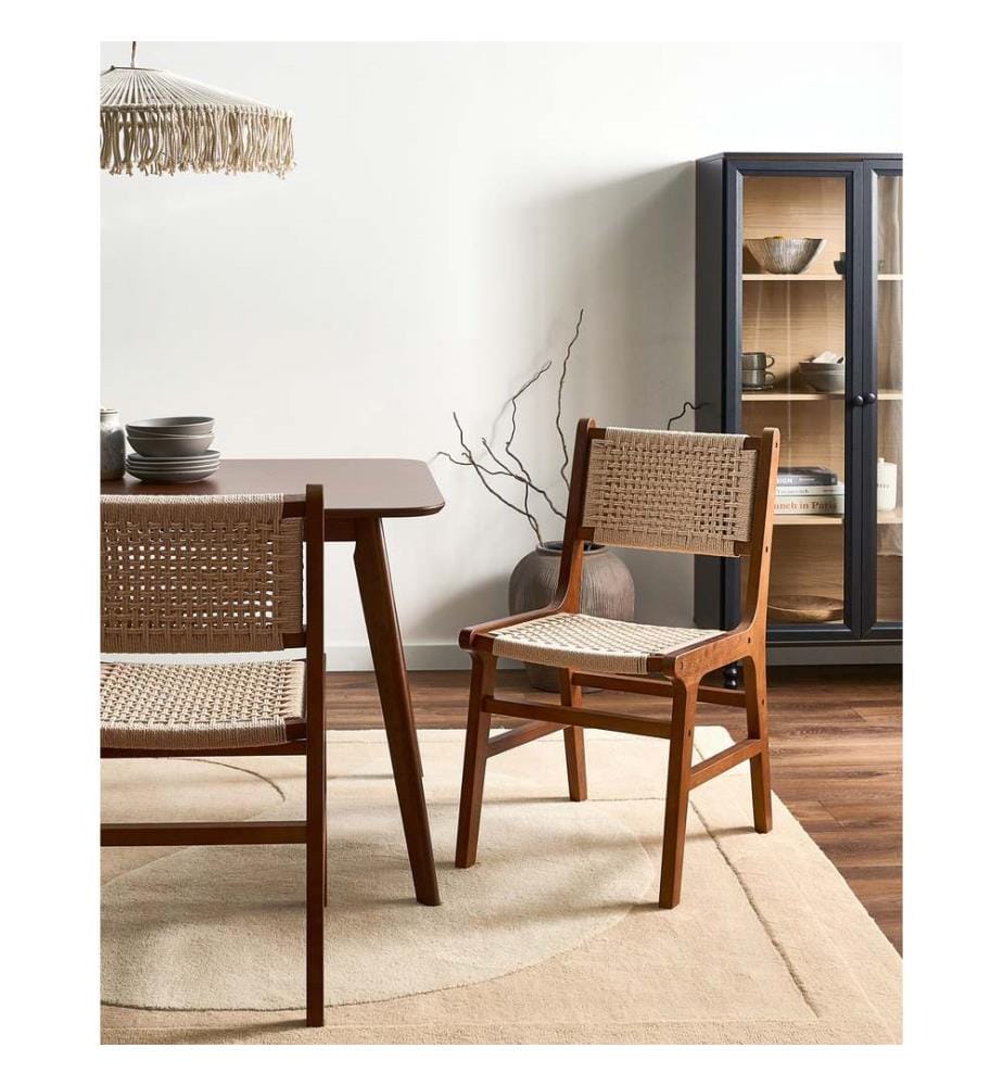 Esszimmerstuhl 2er Set OZELLA Holz Braun / Beige