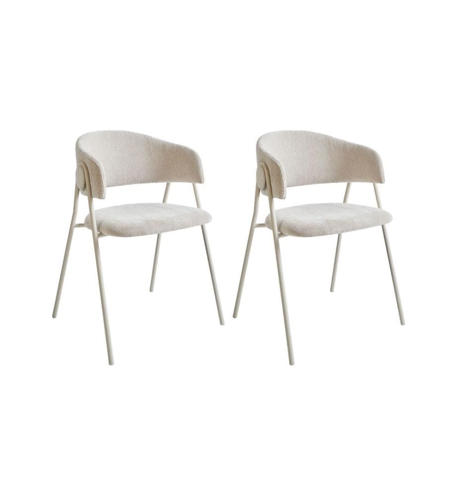 Esszimmerstuhl 2er Set ALANSON Chenillegewebe Hellbeige