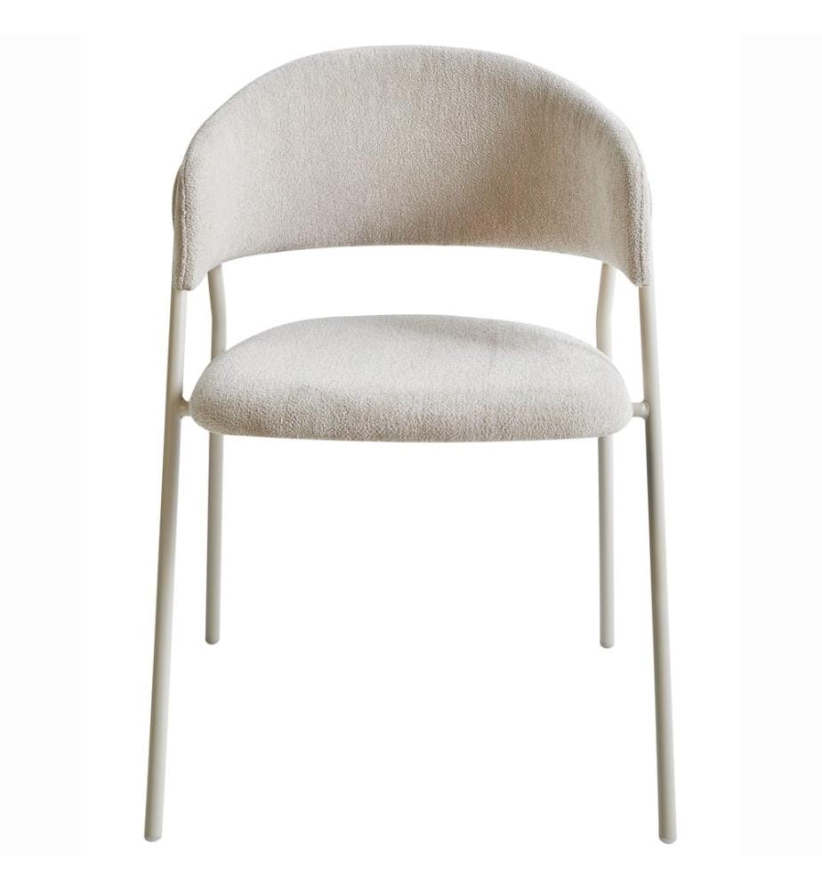 Esszimmerstuhl 2er Set ALANSON Chenillegewebe Hellbeige