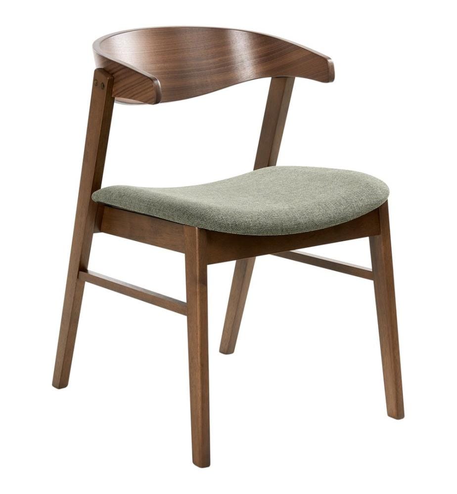Esszimmerstuhl 2er Set LILLY Stoff Dunkelgrün / Braun