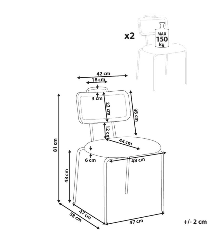 Esszimmerstuhl 2er Set ADELANTO Metall Hellbeige