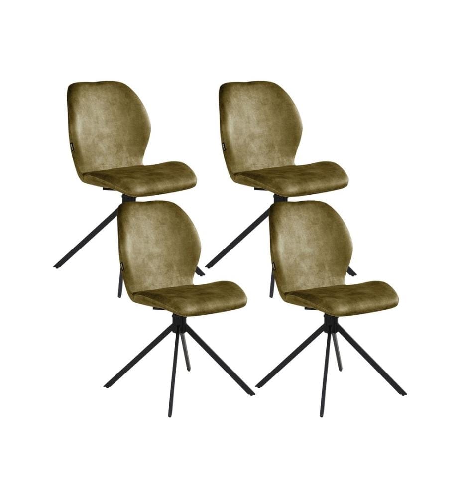 Lot de 4 chaises de salle à manger MORRISON Velours Vert