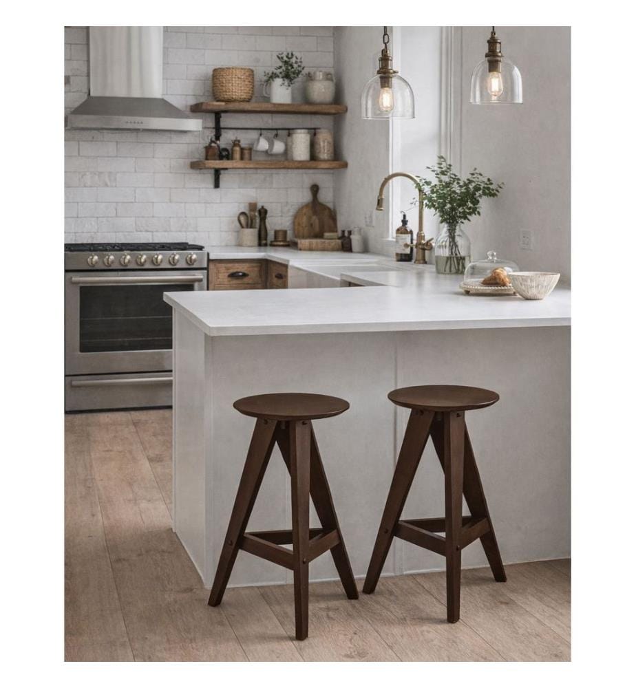 Set mit 2 Barhockern AROMA Holz Dunkelbraun