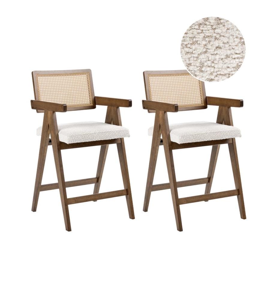 Set mit 2 Barstühlen AVA Holz Braun / Hellbeige