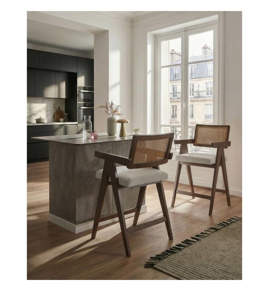 Set mit 2 Barstühlen AVA Holz Braun / Hellbeige