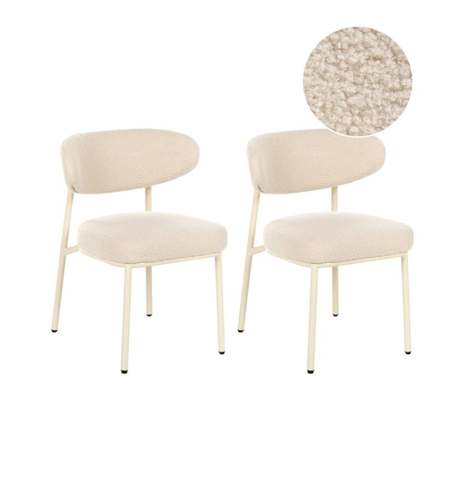 Esszimmerstuhl 2er Set UNITY Bouclé Hellbeige