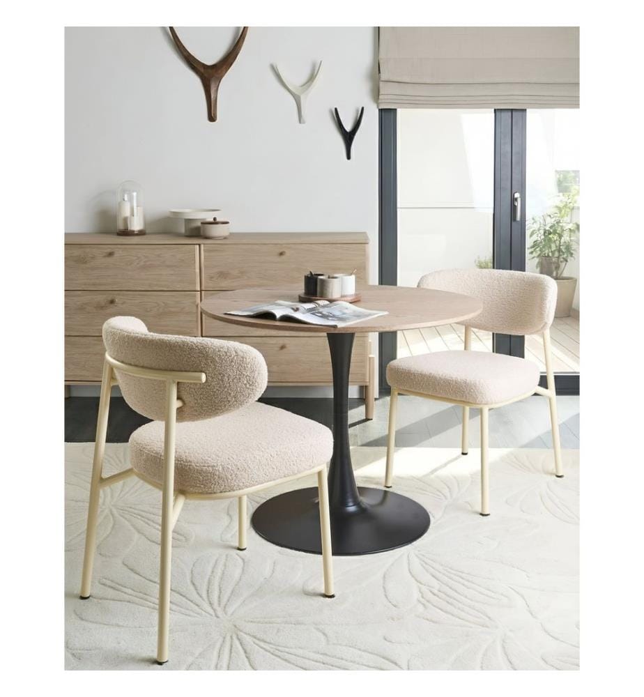 Esszimmerstuhl 2er Set UNITY Bouclé Hellbeige