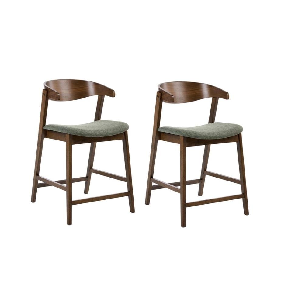 Set mit 2 Barstühlen LILLY Dunkelgrün / Braun