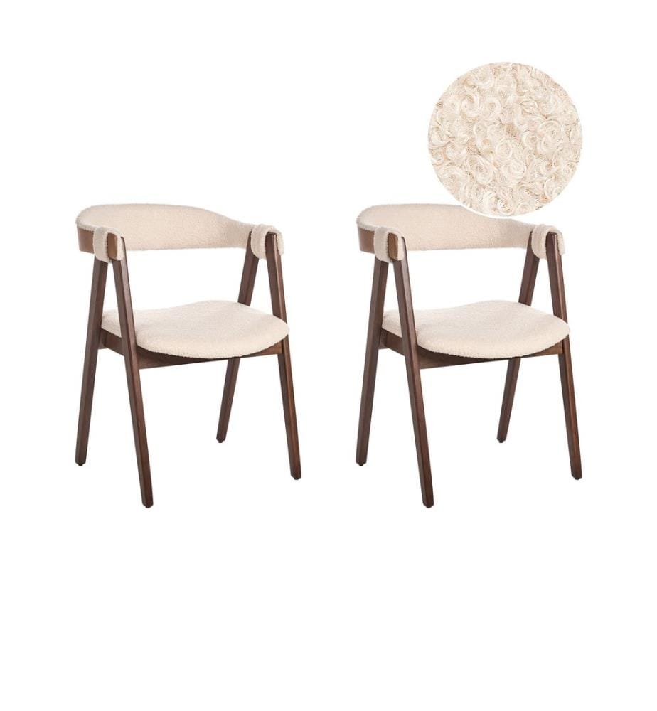 Esszimmerstuhl 2er Set DAY Bouclé Dunkelbraun / Beige