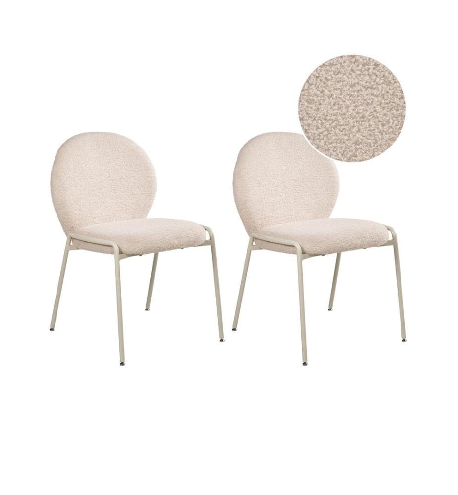 Set mit 2 Stühlen ELLIE Bouclé Hellbeige