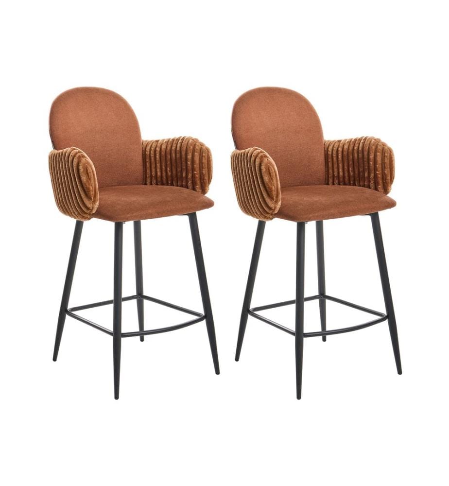 Set mit 2 Barstühlen AMITY Stoff Braun