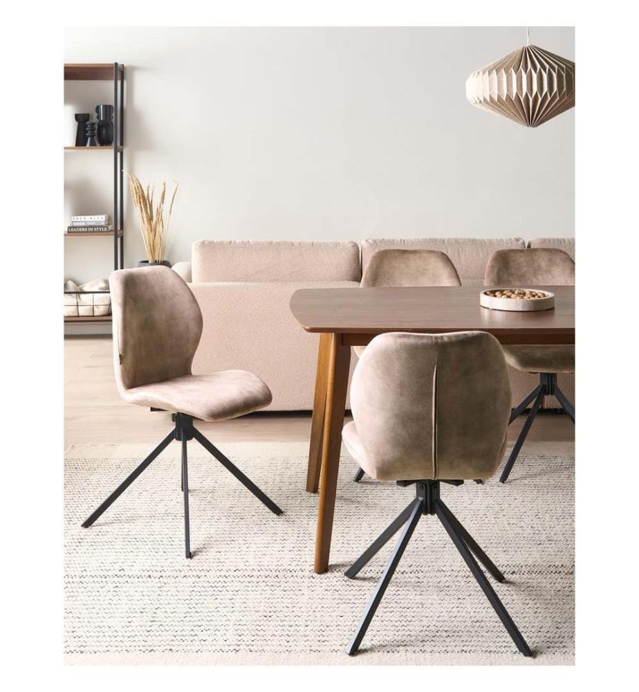 Esszimmerstuhl 4er Set drehbar MORRISON Samtstoff Beige