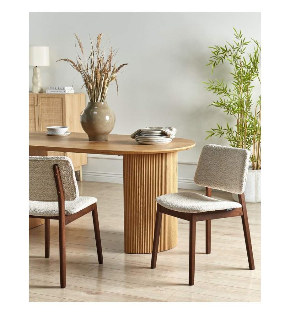 Esszimmerstuhl 2er Set BLANE Bouclé Dunkelbraun / Beige