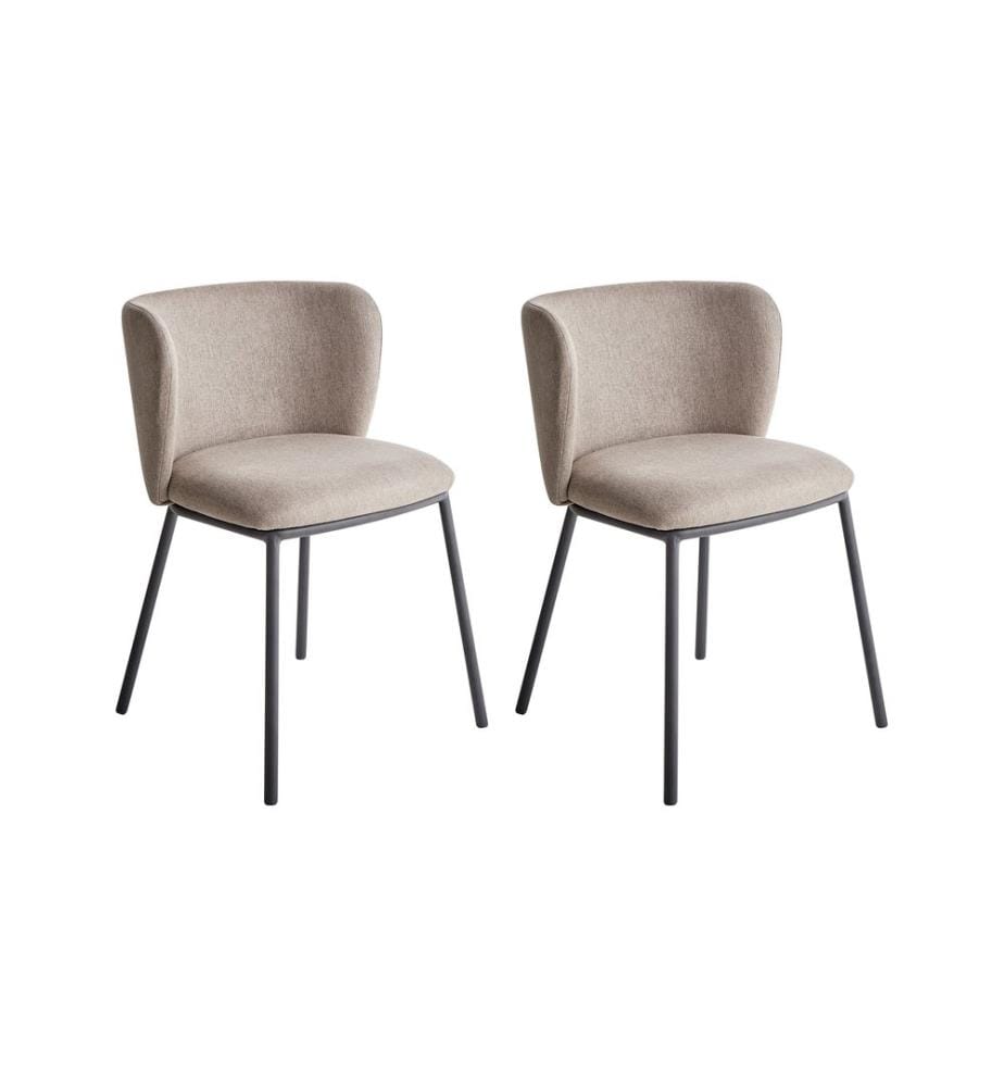 Esszimmerstuhl 2er Set MINA Stoff Taupe