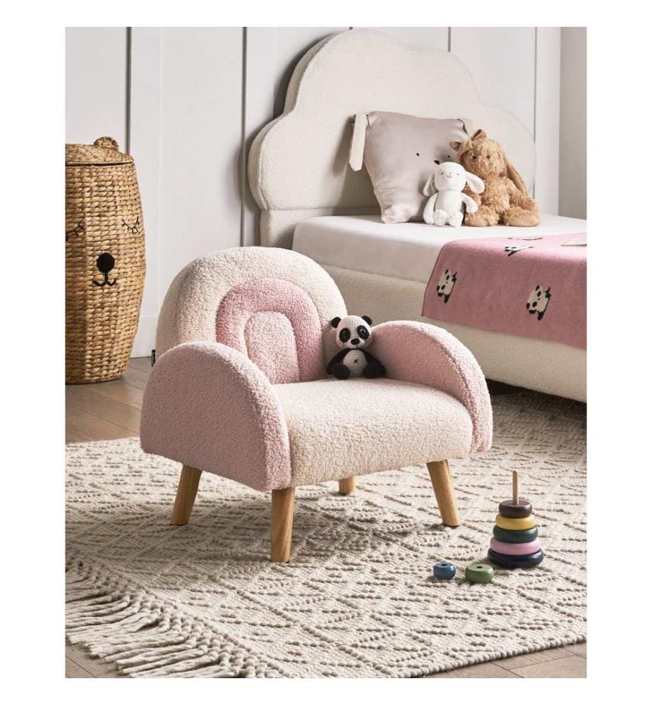 Kindersessel Regenbogen OMBO Bouclé Pastellrosa