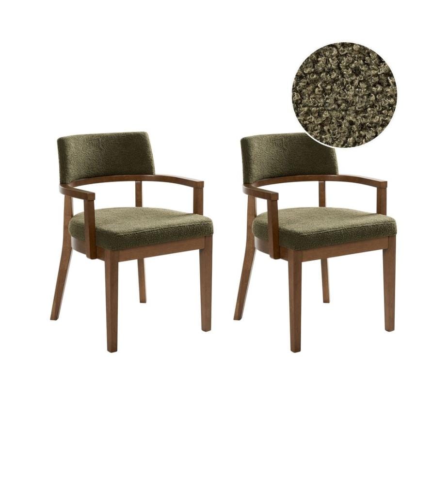 Esszimmerstuhl 2er Set DALBO Bouclé Braun / Grün