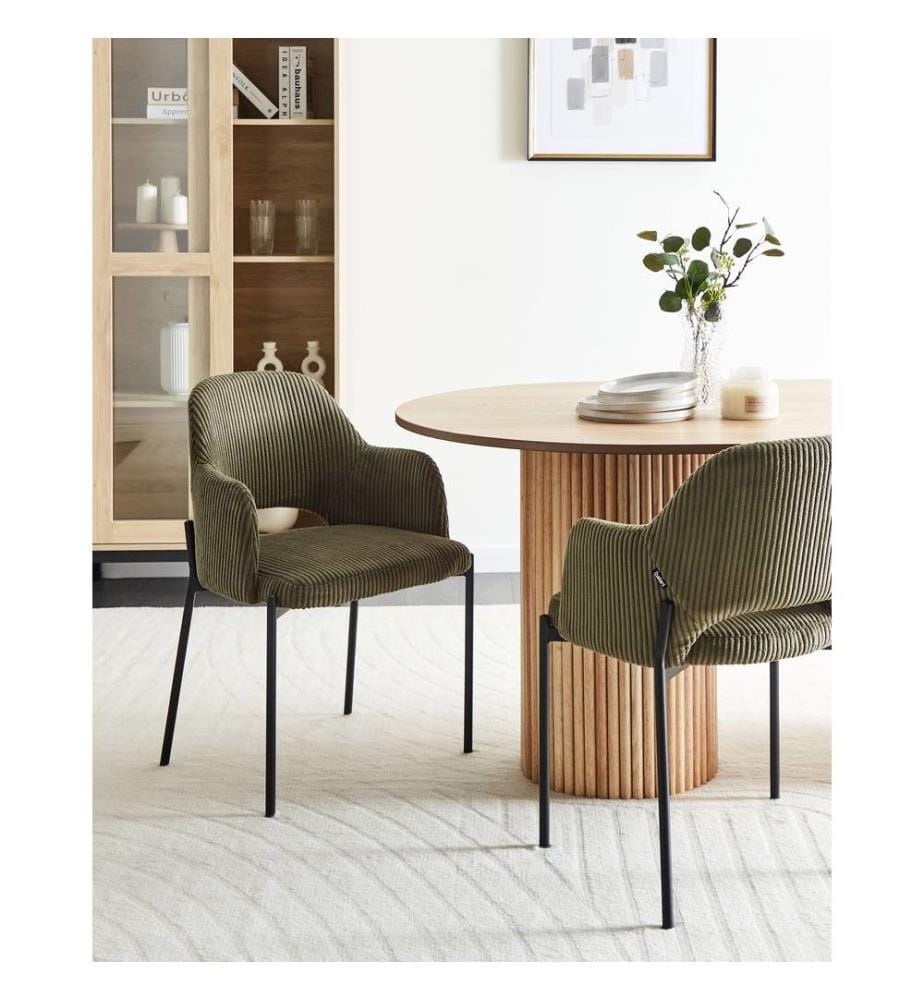 Esszimmerstuhl 2er Set RATON Cord Olivgrün
