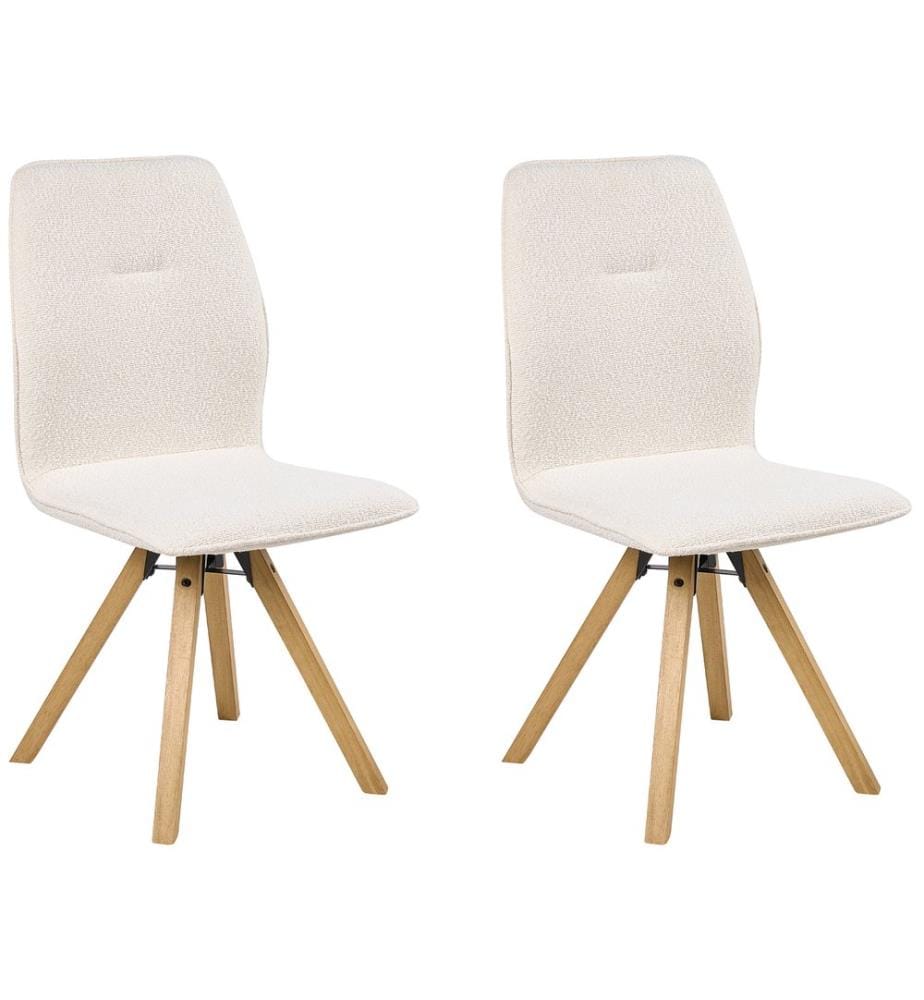 Esszimmerstuhl 2er Set drehbar ALKALI Bouclé Cremeweiss