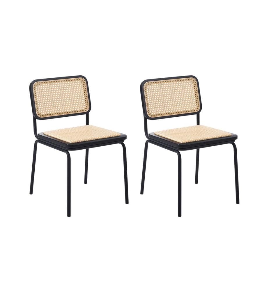 Esszimmerstuhl 2er Set CORVALLIS Polyrattan Schwarz